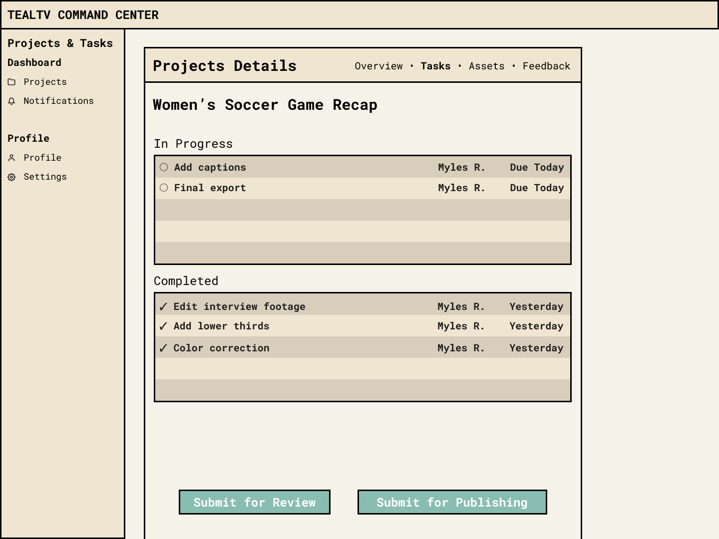 TTCC Project Tasks